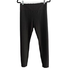 Chic Black Emo Honeycomb High-Waist Leggings Activewear Womens Junior L (11-13)